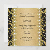 Das elegante Party aus schwarzem Gold "in jedem Al Einladung (Rückseite)