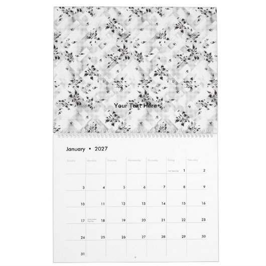 Das elegante Schwarz-Weiß-Design mit Stil Kalender (Jan 2027)