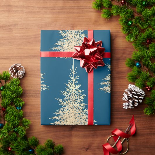 Das elegante Wintermuster aus Gold und Blau Geschenkpapier (Feiertagsgeschenk)