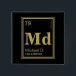 Das Element von Ihnen! Name-Gold periodisch Button<br><div class="desc">Nameknopf,  der das Goldelement auf der periodischen Tabelle mit Ihren Informationen ersetzen sie kennzeichnet.</div>