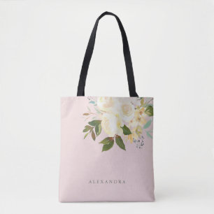 Das Elfenbein-Aquarell, das erröten mit Blumen is Tasche
