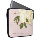 Das Elfenbein-Aquarell, das erröten mit Blumen ist Laptopschutzhülle (Vorne Rechts)