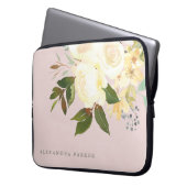 Das Elfenbein-Aquarell, das erröten mit Blumen ist Laptopschutzhülle (Vorderseite Links)