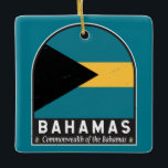Das Emblem der Bahamas-Fahne erschütterte Vintag Keramikornament<br><div class="desc">Die Bahamas bedrängten das Emblem mit der Flagge und dem Wappen.</div>