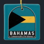 Das Emblem der Bahamas-Fahne erschütterte Vintag Keramikornament<br><div class="desc">Die Bahamas bedrängten das Emblem mit der Flagge und dem Wappen.</div>