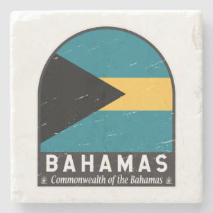 Das Emblem der Bahamas-Fahne erschütterte Vintag Steinuntersetzer