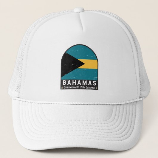 Das Emblem der Bahamas-Fahne erschütterte Vintag Truckerkappe (Vorderseite)