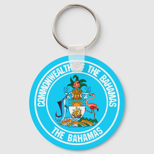 Das Emblem der Bahamas-Runde Schlüsselanhänger (Vorderseite)