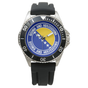 Das Emblem der Bosnien-Herzegowina-Runde Armbanduhr
