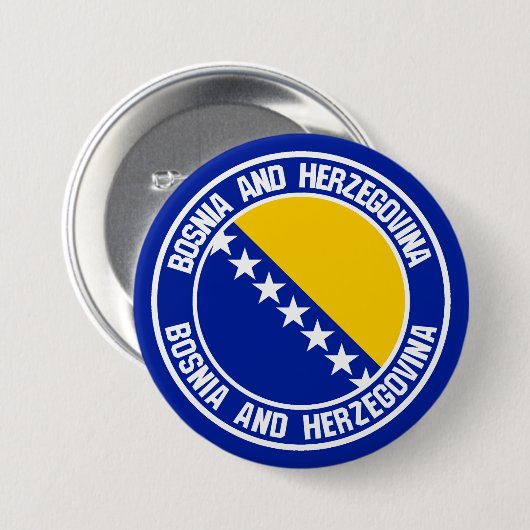 Das Emblem der Bosnien-Herzegowina-Runde Button (Vorne & Hinten)