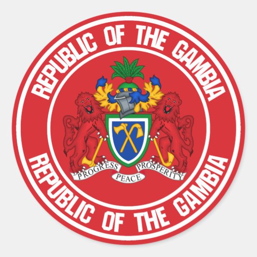 Das Emblem der Gambia-Runde Runder Aufkleber (Vorderseite)