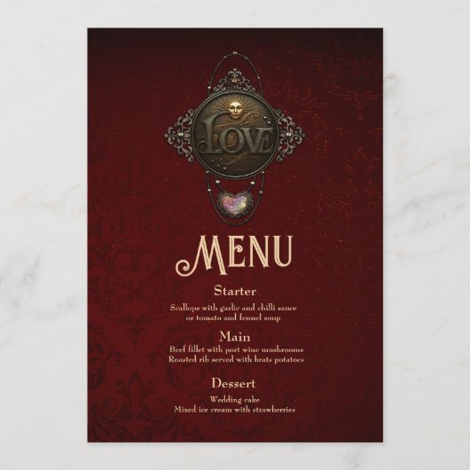 Das Emblem der Liebe. Menükarte (Vorderseite)