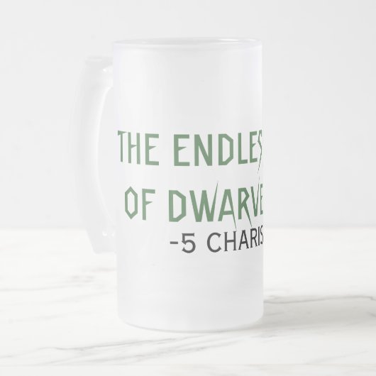 DAS ENDLOSE MUGOF DWARVEN ALE MATTGLAS BIERGLAS (Vorderseite Links)