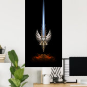 Das Engel-Wing-Schwert von Arkledious Sp Black Pos Poster (Heimbüro)