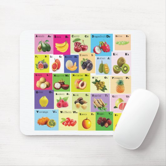 Das englische Alphabet mit exotischen Früchten Mousepad (Mit Mouse)