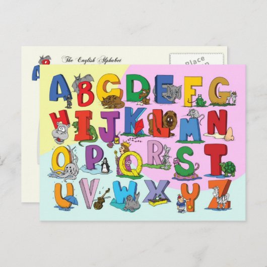 Das englische Alphabet Postkarte (Vorne/Hinten)