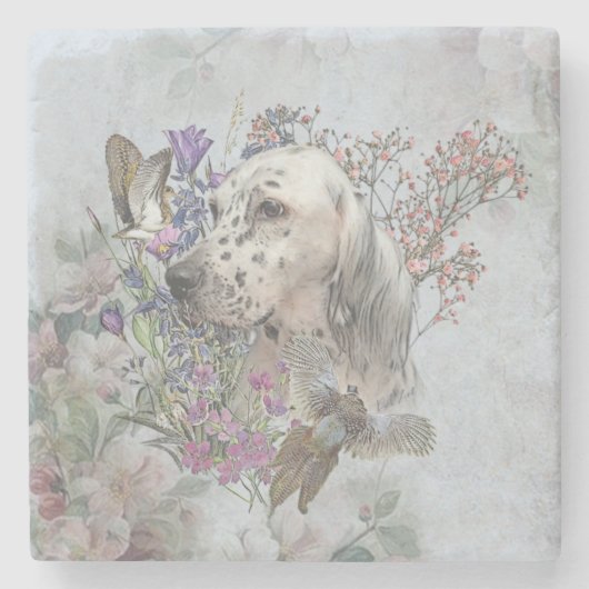 Das englische Setter Portrait , Kunst Steinuntersetzer (Vorderseite)