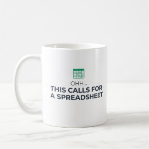 Das erfordert eine Tabellenkalkulation Moderner Bü Kaffeetasse