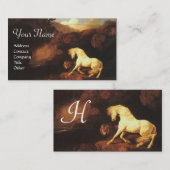 Das erschreckte Weiße Pferd durch eine Löwenmonogr Visitenkarte (Vorne/Hinten)