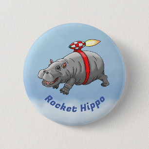 Das erstaunliche Raketen Nilpferd Button
