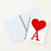 Das erste A mit einem großen roten Herz Notizblock (Innenseite)