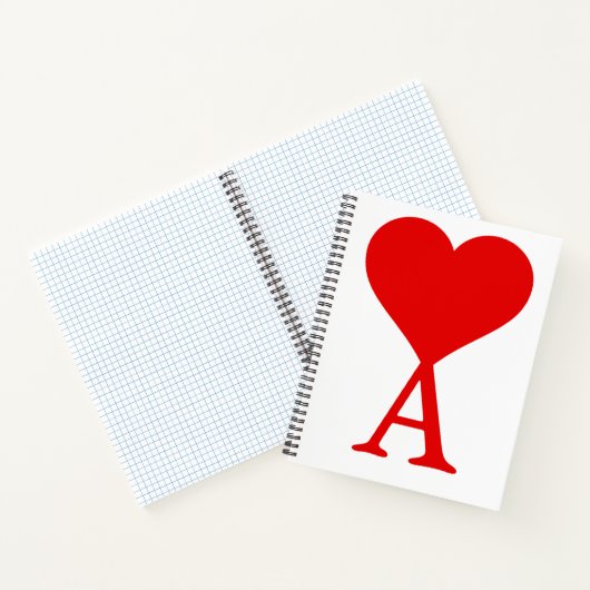 Das erste A mit einem großen roten Herz Notizblock (Innenseite)