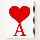 Das erste A mit einem großen roten Herz Notizblock (Rückseite)