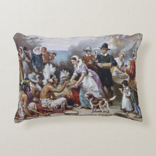 Das erste Erntedankfest von Jean Ferris ca. 1912 Dekokissen