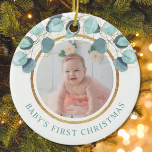 Das erste Eukalyptus-Foto für das Baby Keramik Ornament