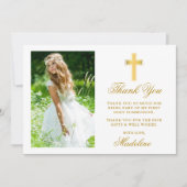Das erste Foto der heiligen Kommunion Dankeskarte (Vorderseite)