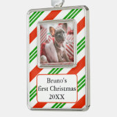 Das erste Foto von Striped Candy Cane Pet Rahmen-Ornament Silber (Links)