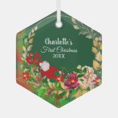 Das erste grüne Blumenkranz des Schlafsäuglings Ornament Aus Glas (Vorderseite)