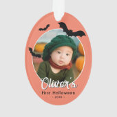 Das erste Halloween-Black-Bats-Foto des Babys Ornament (Rückseite)