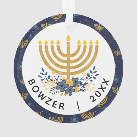 Das erste Hanukkah-Keepake-Foto für Baby oder Haus Ornament (Rückseite)