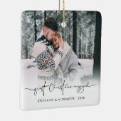 Das erste Jahr der Verlobten Foto-Overlay-Namen Keramikornament (Rechts)