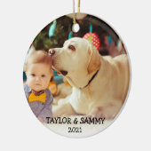 Das erste Jahr des Niedlichen Namens für das Foto Keramik Ornament (Links)