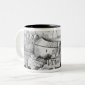 Das erste Kugel-Theater oder Rosen-Theater Zweifarbige Tasse (Vorderseite Links)