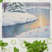 Das erste Licht des Winters Geschirrtuch (Gefaltet)