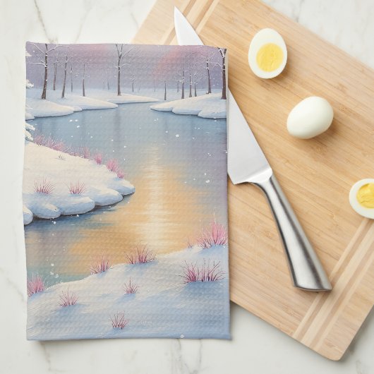 Das erste Licht des Winters Geschirrtuch (Viertel Falte)