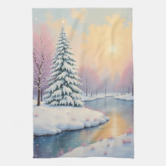 Das erste Licht des Winters Geschirrtuch (Vertikal)