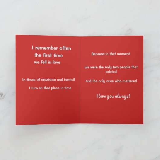 Das erste Mal, dass wir in Liebe Karte (Innenseite)