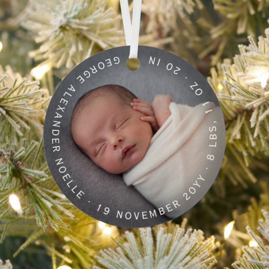 Das erste Minimalistische Circle Foto des Babys Ornament Aus Metall (InSitu)