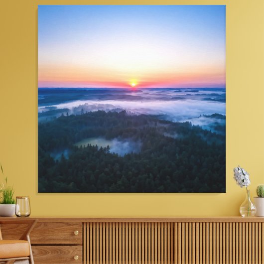 Das erste Morgenlicht erhellt den Wald Leinwanddruck (Insitu (Wohnzimmer))