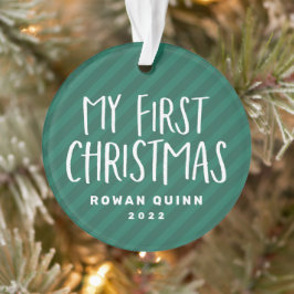 Das erste niedliche, grün gestreifte Foto des Baby Ornament