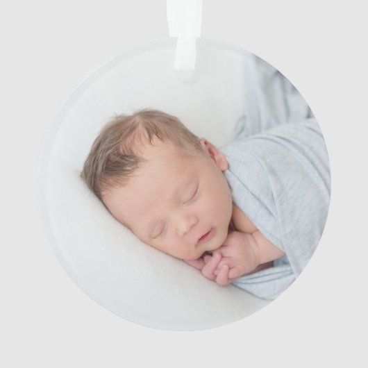 Das erste niedliche, grün gestreifte Foto des Baby Ornament (Rückseite)