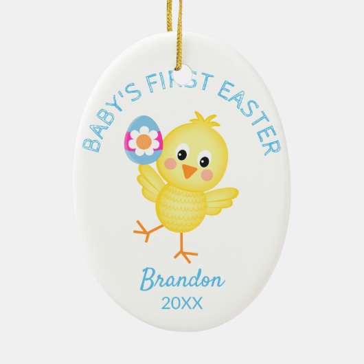 Das erste Niedliche Ostern des Babys Personalisier Keramik Ornament (Hinten)