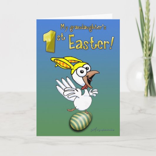 Das erste Ostern der Enkelin Feiertagskarte (Vorderseite)