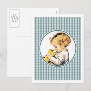 Das erste Ostern des Babys. Vintage Baby-Postkarte Feiertagspostkarte