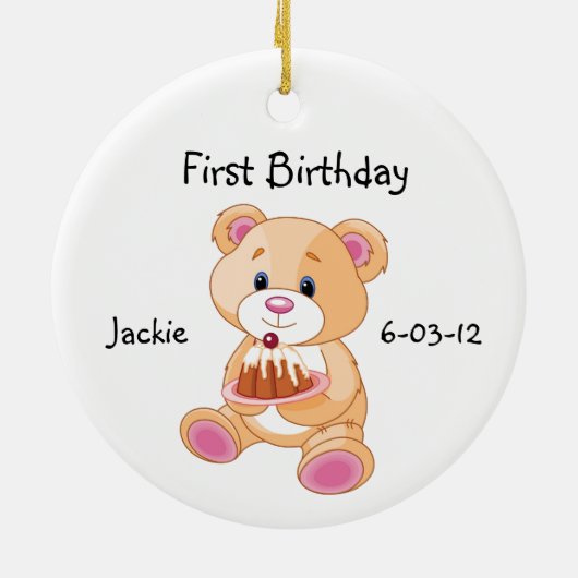 Das erste Teddy-Bärendekor Ihres Kindes Keramik Ornament (Hinten)