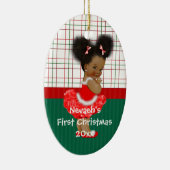 Das erste Weihnachten des Afroamerikaner-Mädchens Keramikornament (Rechts)